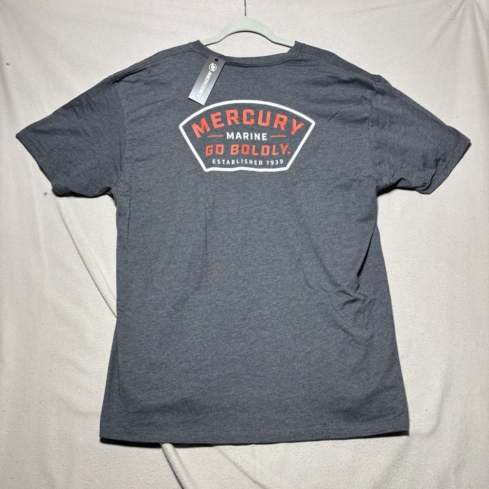 Mercury Marine Go Boldly Men's XXL 2XL Charcoal Gray T-Shirt NWT New Boating